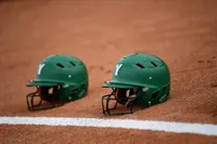 Two softball helmets 