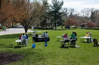 A tie dye event on main campus lawn 