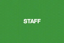 The word staff appears in white on a green background