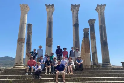Study abroad group in front of ruins in morocco 