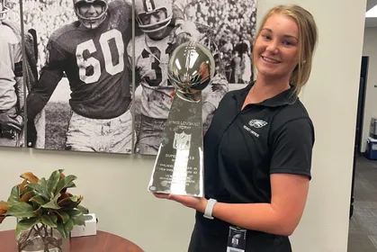 Ashley Hudak during her internship with the Eagles. 