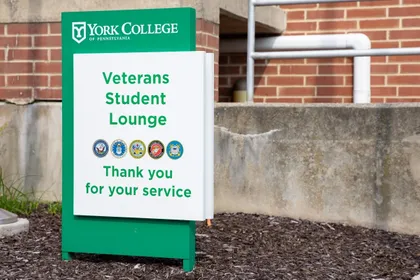 A student lounge dedicated to all YCP Veterans 