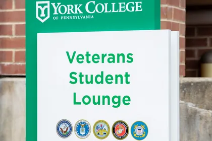 Veterans Lounge Signage on Campus 