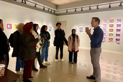 Indonesian cohort visiting on-campus gallery 
