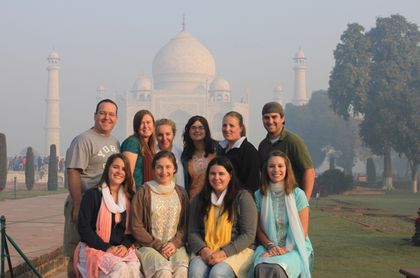 David Fyfe and students on a study abroad trip.