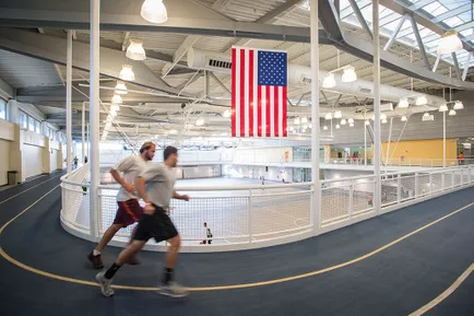 The indoor track inside Grumbacher, one of many features that make it the ultimate spot for fitness and recreation. 