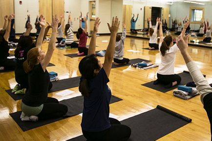 Group Yoga class at York College