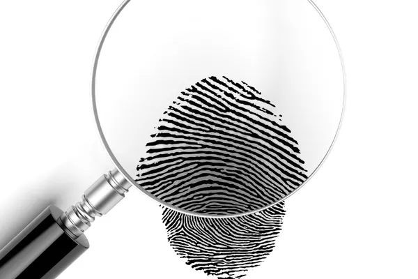 Stock photo of magnifying class magnifying a fingerprint.