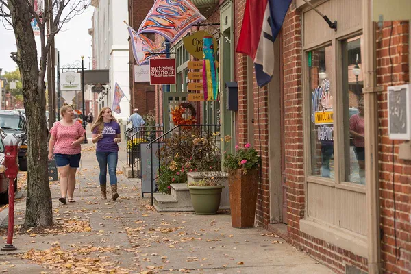York College students enjoying the small businesses and shops in downtown York, Pennsylvania.
