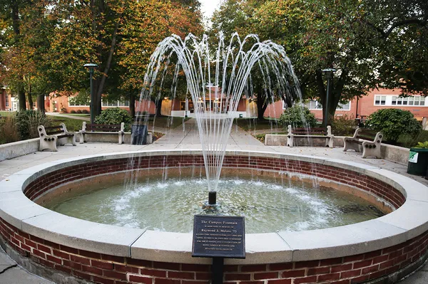 York College fountain in the fall